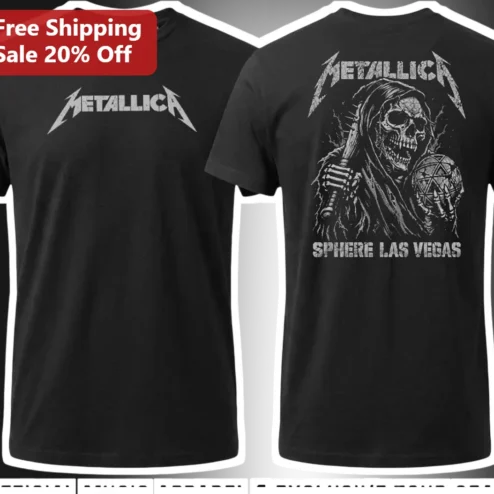 Metallica Sphere Las Vegas Life Burns Faster Tee Heavy Metal Band Concert Merch
