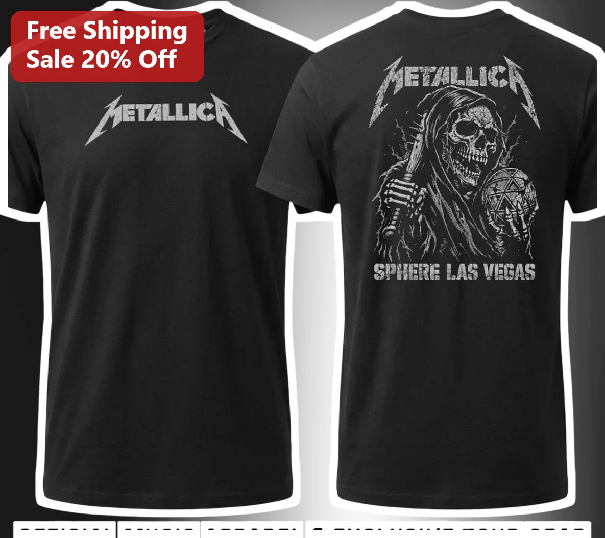Metallica Sphere Las Vegas Life Burns Faster Tee Heavy Metal Band Concert Merch