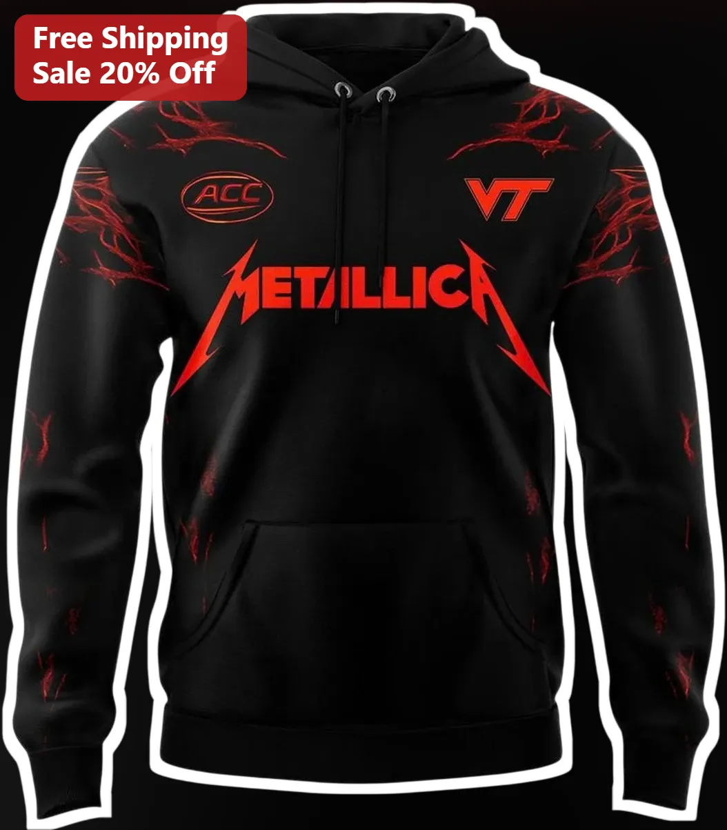 Metallica Virginia Tech Hoodie Enter Sandman Lane Stadium Concert Merch ACC Hokie Nation Gift