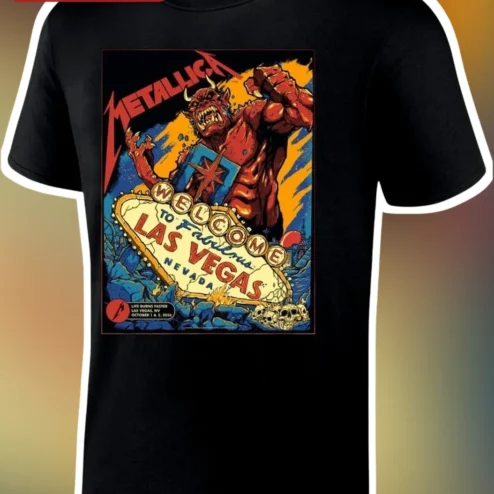 Metallica Welcome To Fabulous Las Vegas Nevada Graphic Tee Heavy Metal Band Merch