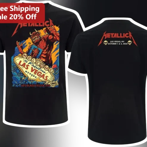 Metallica Welcome To Fabulous Las Vegas Nevada Life Burns Faster Tee