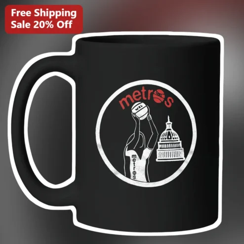 Metros Vintage Basketball Logo Ceramic Mug for Sports Fans and Commuters