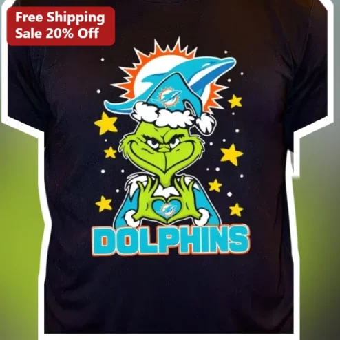 Miami Dolphins The Grinch Christmas Tee NFL Fan Holiday Gift