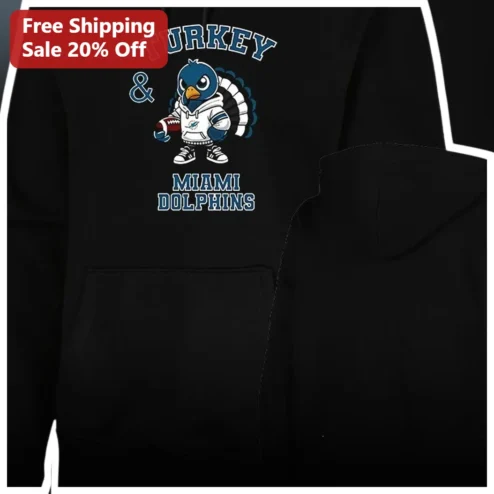 Miami Dolphins Turkey Thanksgiving Hoodie Funny NFL Fan Gift for Men Women
