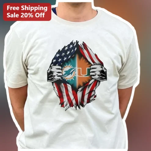Miami Dolphins UFC Superhero Tear Tee NFL Fan Graphic Shirt