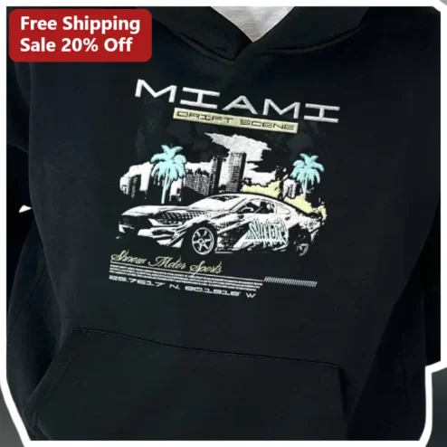 Miami Drift Scene Snow Motor Sports Hoodie