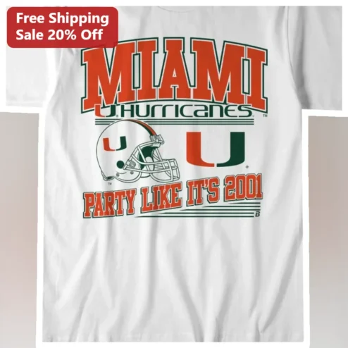 Miami Hurricanes Party Like It's 2001 Vintage Graphic Tee for Men Women Game Day Shirt
