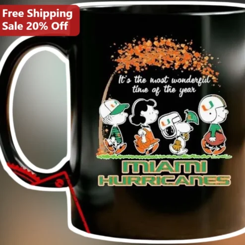 Miami Hurricanes Peanuts Characters It's The Most Wonderful Time Of The Year Mug