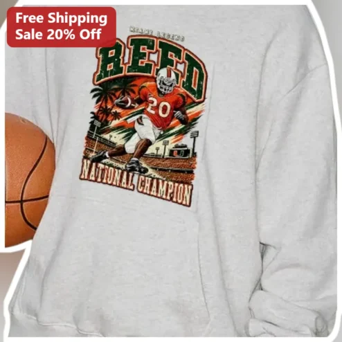Miami Legend National Champion Vintage College Football Sweatshirt Retro Athletic Crew Neck Gift