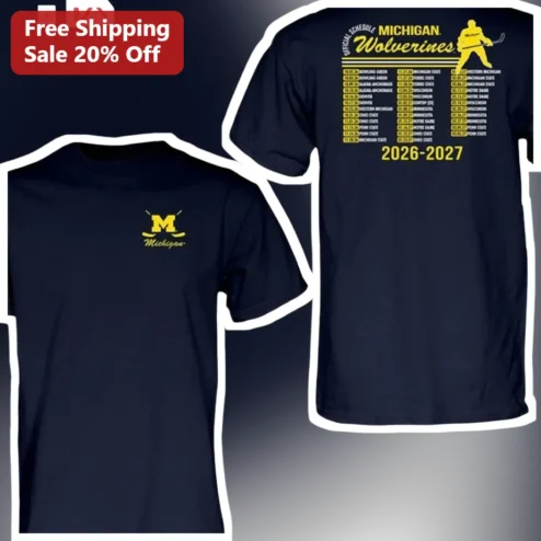 Michigan Wolverines Official Schedule Hockey Tee U of M College Sports Fan Apparel Gift