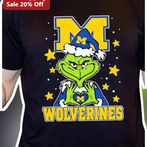 Michigan Wolverines The Grinch Christmas Graphic Tee U of M Holiday Fan Gear