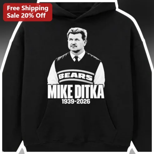 Mike Ditka 1939-2026 Chicago Bears Legend Memorial Hoodie