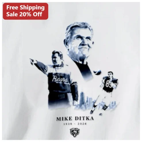 Mike Ditka 1939-2026 Memorial Tribute Tee Chicago Bears Legend NFL Hall of Fame Coach Graphic Shirt