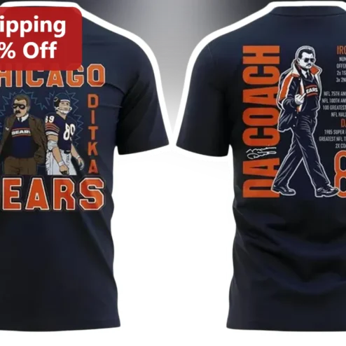 Mike Ditka Chicago Bears Da Coach Iron Mike Vintage Football Tee