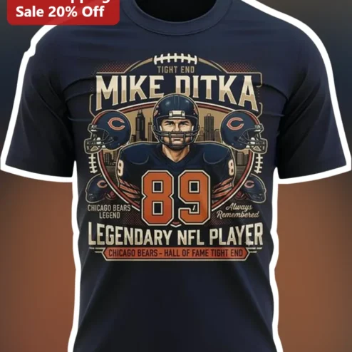 Mike Ditka Chicago Bears Hall of Fame Tight End Vintage NFL Legend Graphic Tee