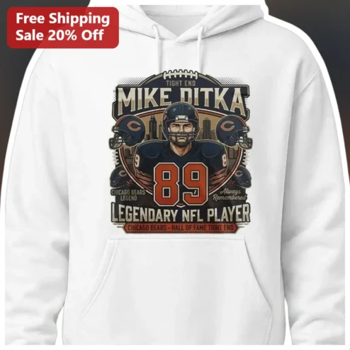 Mike Ditka Chicago Bears Hall of Fame Tight End Vintage Retro Pullover Hoodie