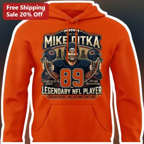 Mike Ditka Chicago Bears Legend Hoodie Vintage NFL Hall of Fame Tight End Fan Gear