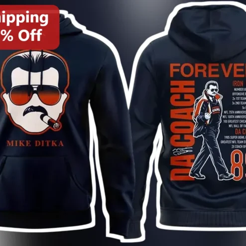 Mike Ditka Forever Da Coach Iron Mike Hoodie Chicago Bears NFL Fan Gear Men's Winter Sweatshirt