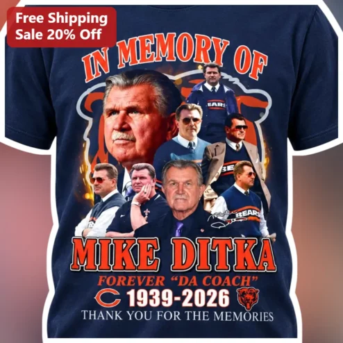 Mike Ditka Memorial Tee Da Coach Tribute Shirt 1939-2026 Chicago Bears NFL Legend Gift