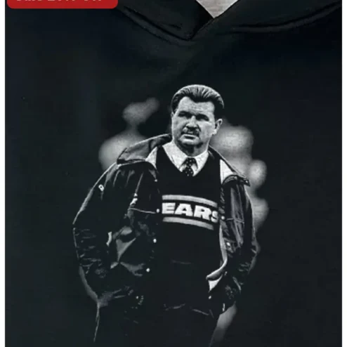 Mike Ditka Tee Chicago Bears NFL Legend Vintage Monochrome Portrait Graphic Shirt for Fans