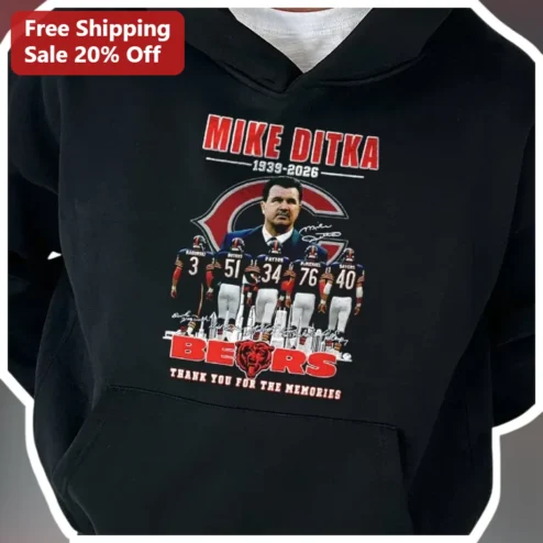 Mike Ditka Thank You For The Memories Tribute Hoodie Chicago Bears NFL Fan Gift