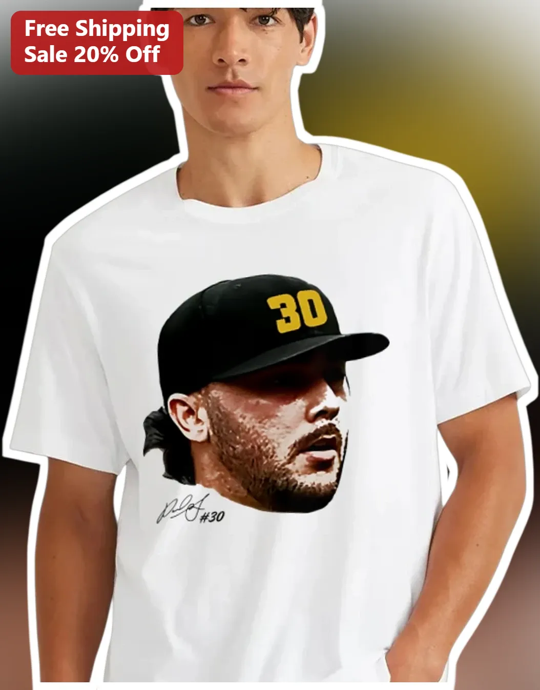 Mike Trout Tee Los Angeles Angels Baseball Fan Portrait Number 30 Gift