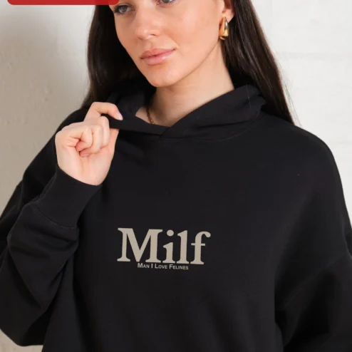 MILF Man I Love Felines Hoodie Funny Cat Lover Gift Unisex Pullover