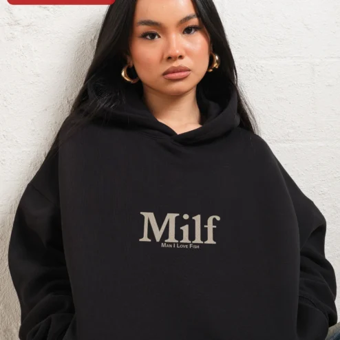 Milf Man I Love Fish Funny Fisher Hoodie Retro Y2k Weirdcore Gift for Women