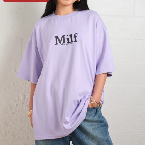 MILF Man I Love Fish Graphic Tee Funny Acronym Shirt for Women on a hanger, ready to ship from Chicago, Illinois