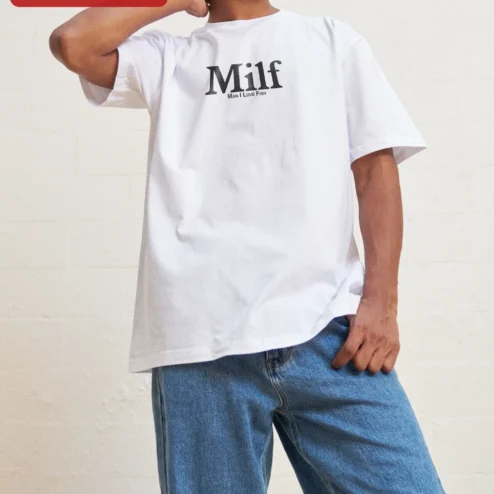 Customer in Chicago, Illinois wearing Milf Man I Love Fish Tee Funny Fishing Humor Graphic Shirt for Men