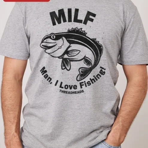 MILF Man I Love Fishing Graphic Tee Funny Angler Gift for Women
