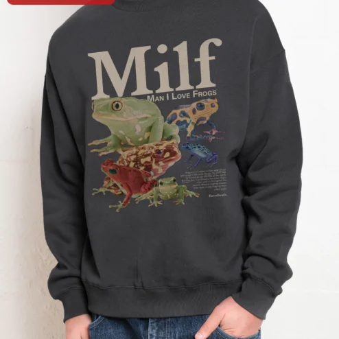 Customer in Chicago, Illinois wearing MILF Man I Love Frogs Sweatshirt Funny Frog Lover Gift for Men Women
