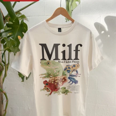 Customer in Chicago, Illinois wearing Milf Man I Love Frogs Tee Funny Frog Lover Gift Graphic T-Shirt for Men