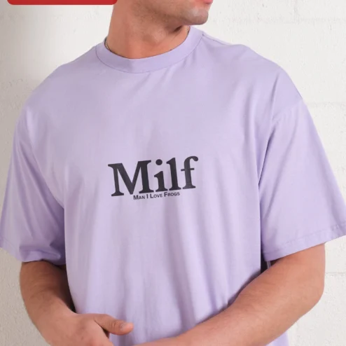 Close-up of Milf Man I Love Frogs Tee Funny Frog Lover Gift Novelty Graphic T-Shirt for Men for streetwear fans in Chicago, Illinois
