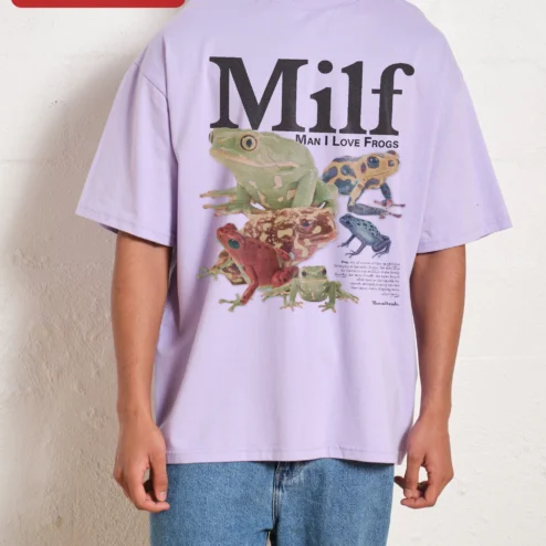 Customer in Chicago, Illinois wearing Milf Man I Love Frogs Tee Funny Frog Lover Graphic Shirt Novelty Gift