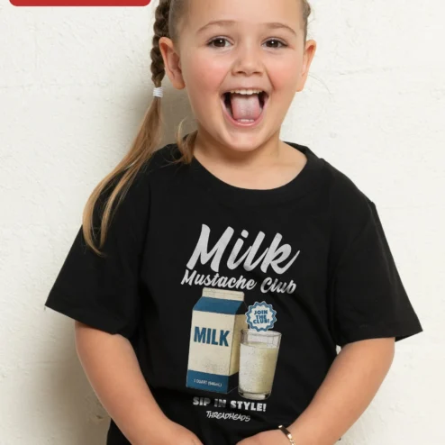 Milk Mustache Club Sip In Style Kids Tee Funny Milk Mustache Shirt For Toddlers