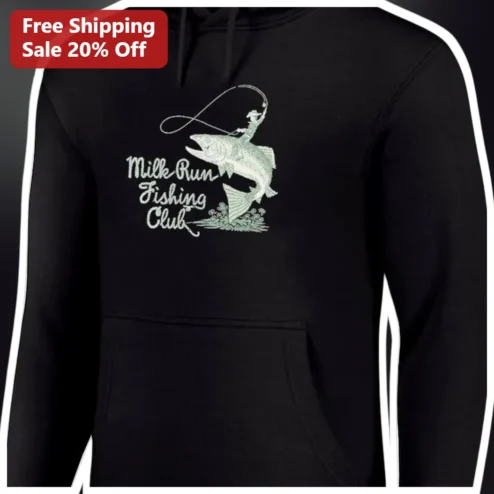 Milk Run Fishing Club Hoodie Vintage Angler Sweatshirt Gift for Fishermen
