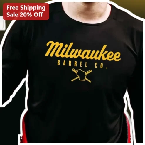 Milwaukee Barrel Co. Long Sleeve Tee Baseball Wisconsin Vintage Sports Apparel Gift
