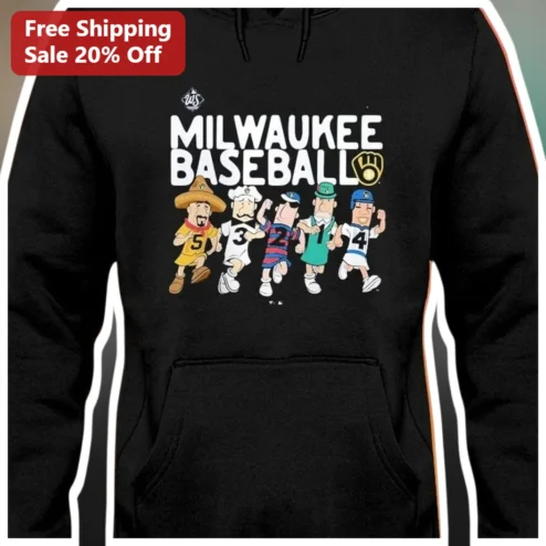Milwaukee Baseball Pullover Hoodie Funny Cartoon Athletes Graphic Sweatshirt for Men Women Fans