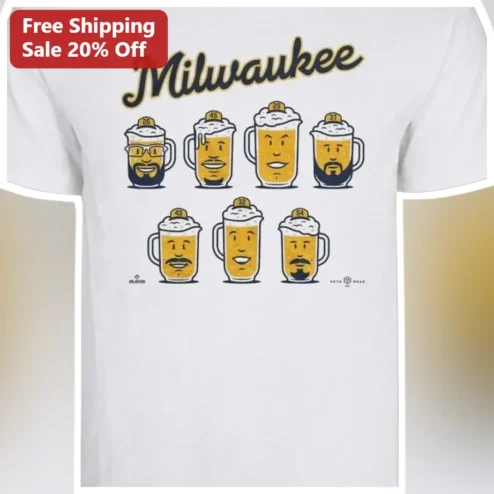 Milwaukee Beer Mugs Baseball Fan Graphic Tee Funny Brewer Gift Shirt