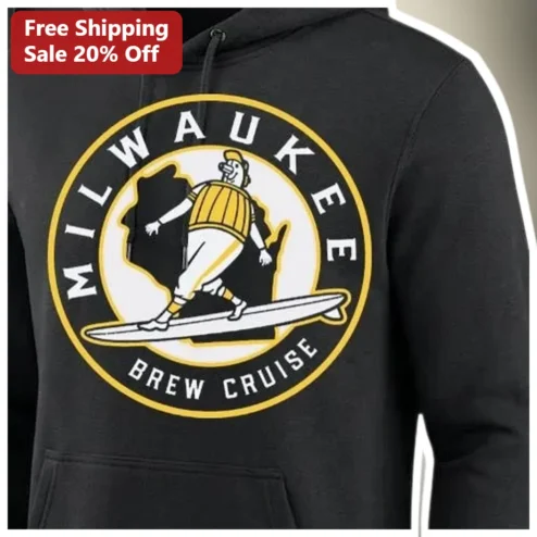 Milwaukee Brew Cruise Hoodie Ball Goat Surfing Retro Sports Graphic Pullover for Brewers Fans