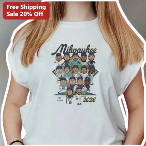 Milwaukee Brewers 2026 Bobblehead Team Roster Graphic Tee Baseball Fan Gift