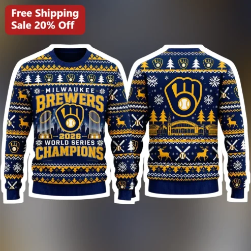Milwaukee Brewers 2026 World Series Champions Sweater Ugly Christmas Knit Fan Gift