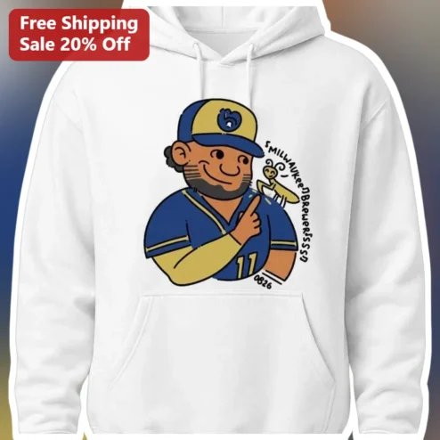 Milwaukee Brewers Cartoon Player Hoodie Funny Baseball Fan Art Gift