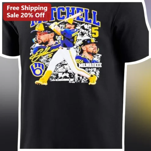 Milwaukee Brewers Christian Yelich Signature Collage Tee Baseball Fan Gift