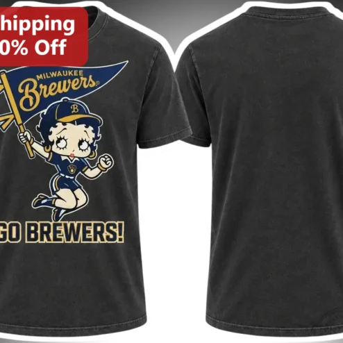 Milwaukee Brewers Go Brewers! Betty Boop Graphic Tee Vintage Baseball Fan Shirt