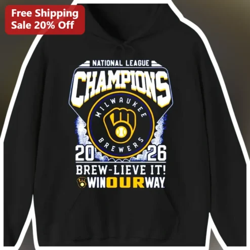 Milwaukee Brewers National League Champions 2026 Hoodie Brew-Lieve It Win Our Way Vintage Distressed Baseball Fan Gift