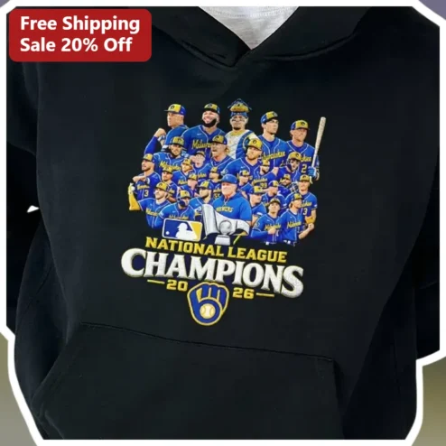 Milwaukee Brewers National League Champions Hoodie 2026 Baseball Fan Gear