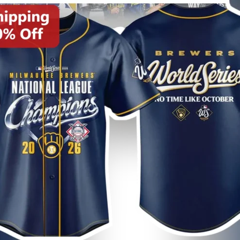 Milwaukee Brewers National League Champions World Series No Time Like October Jersey