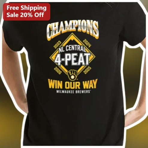 Milwaukee Brewers NL Central Champions Tee Win Our Way 4-Peat Baseball Shirt